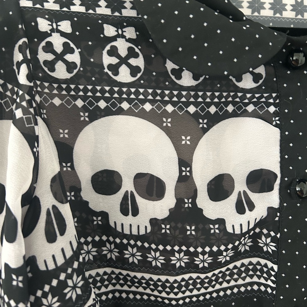 Hell Bunny Sheer Skull Ornament Button-Down - Picture 6 of 6